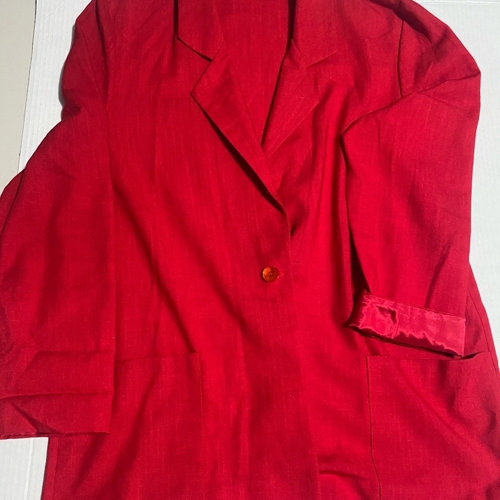 Vintage 80's Sportswear , Suit Casual Vibrant Red Blazer Classic - Picture 3 of 7